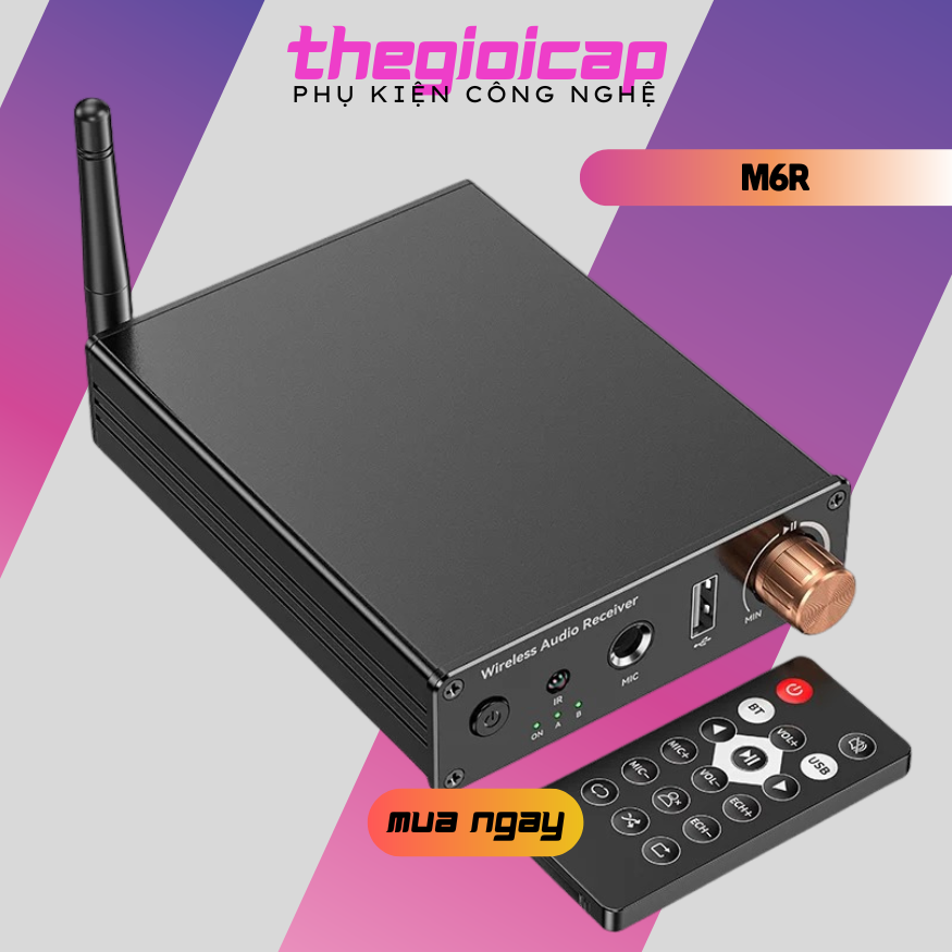 Bộ Thu Âm Thanh Bluetooth 6.0  RCA/AUX/USB + Mic 6.5mm Hát Karaoke, Kết Nối Kép M6R - Hàng Nhập Khẩu