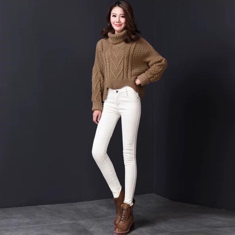 Quần jean giấy lưng cao co giãn