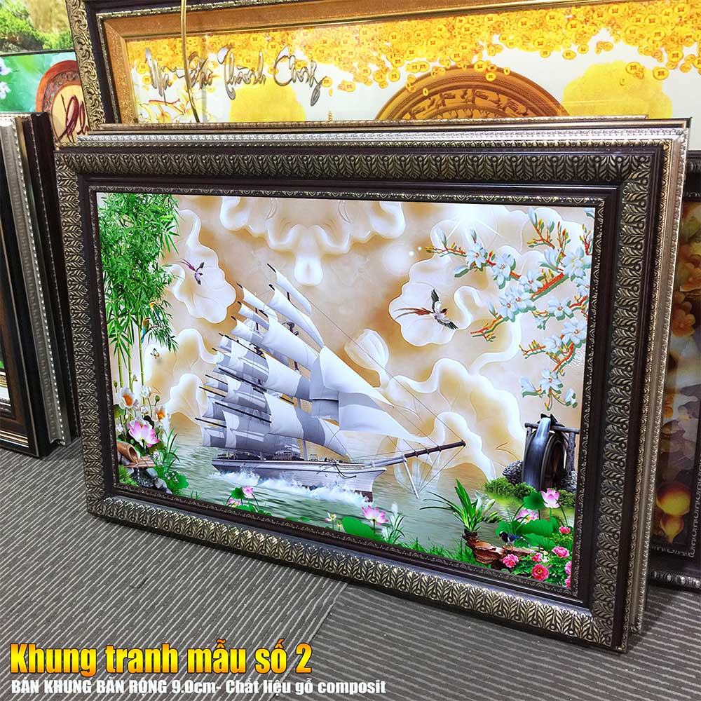 Tranh treo tường phòng khách, phòng ngủ THUẬN BuỒM XUÔI GIÓ chất liệu pvc gương / lụa kim sa. MS:3763L9