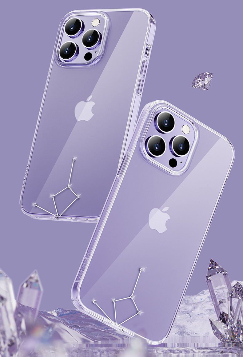 Hình ảnh Ốp lưng cứng trong suốt đính đá dành cho iPhone 14 Pro hiệu Memumi - Hàng nhập khẩu