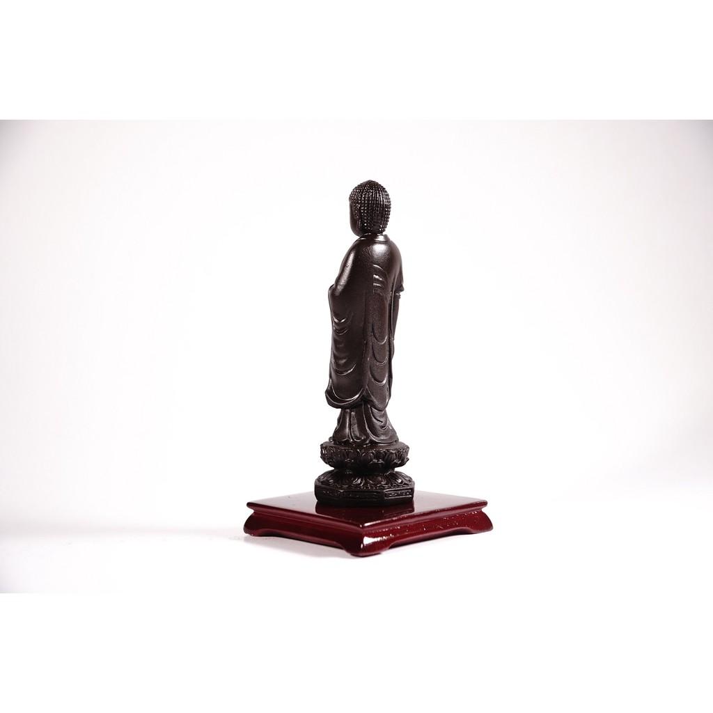 Tượng phật A Di Đà đứng có đế nâu đất - Cao 13cm