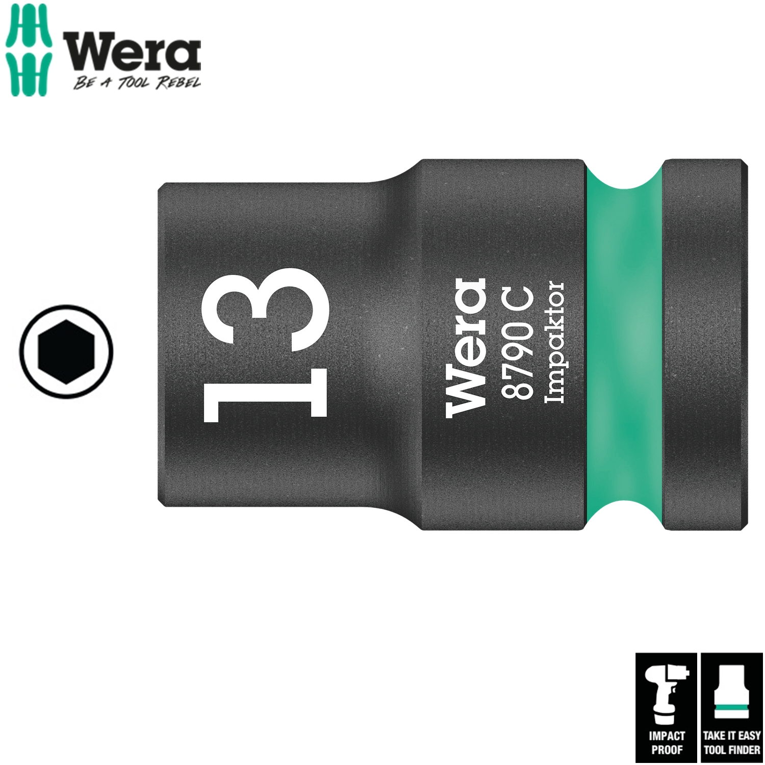 Đầu tuýp 13mm x 38mm Impaktor 8790 C Impaktor socket với đầu vào 1/2" Wera 05004570001