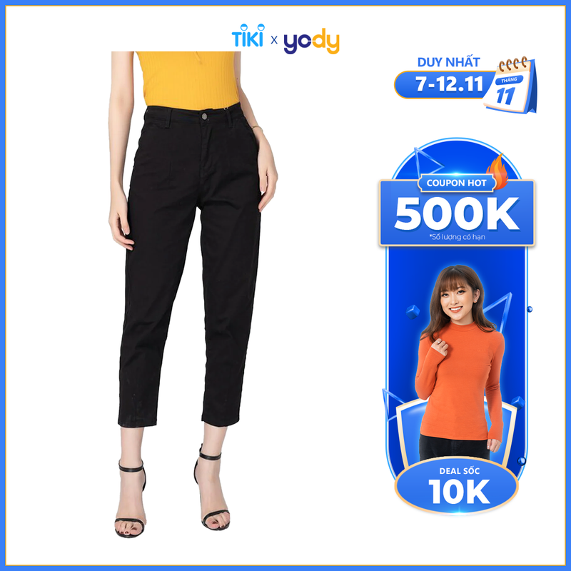 Quần Jean Kaki Nữ YODY Cạp Cao Tôn Dáng Thoải Mái Khi Vận Động - QJN3072