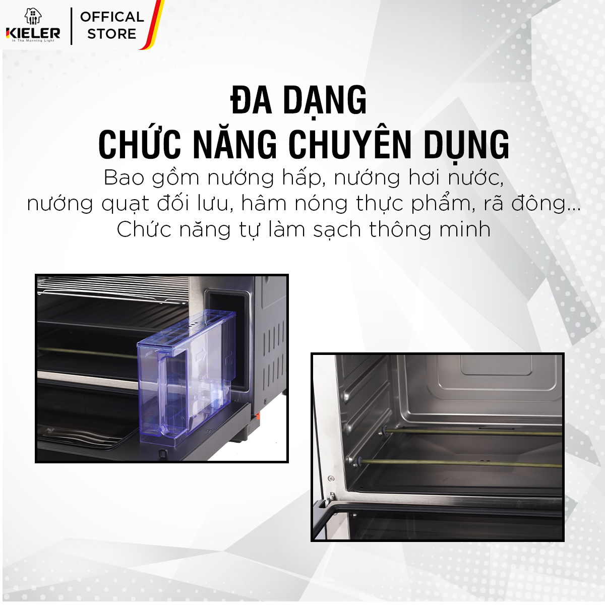 Lò nướng kết hợp chức năng hấp KIELER KL-C133 với 7 chức năng nướng và hấp chuyên dụng - Hàng chính hãng