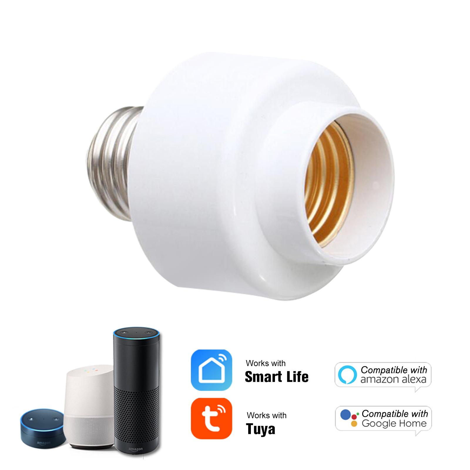 Tuya Smart Slampher WiFi Smart Light Bulb Holder E27 Wireless Lamp Holder Real Timer for Smart Home Compatible with Amazon Alexa and for Google Home