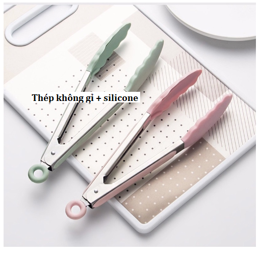 Kẹp Gắp Thức Ăn, Thịt Nướng, Thực Phẩm Nóng Inox Bọc Silicon Cao Cấp Có Móc Treo Tiện Ích GD758-KepBBQ-Silli