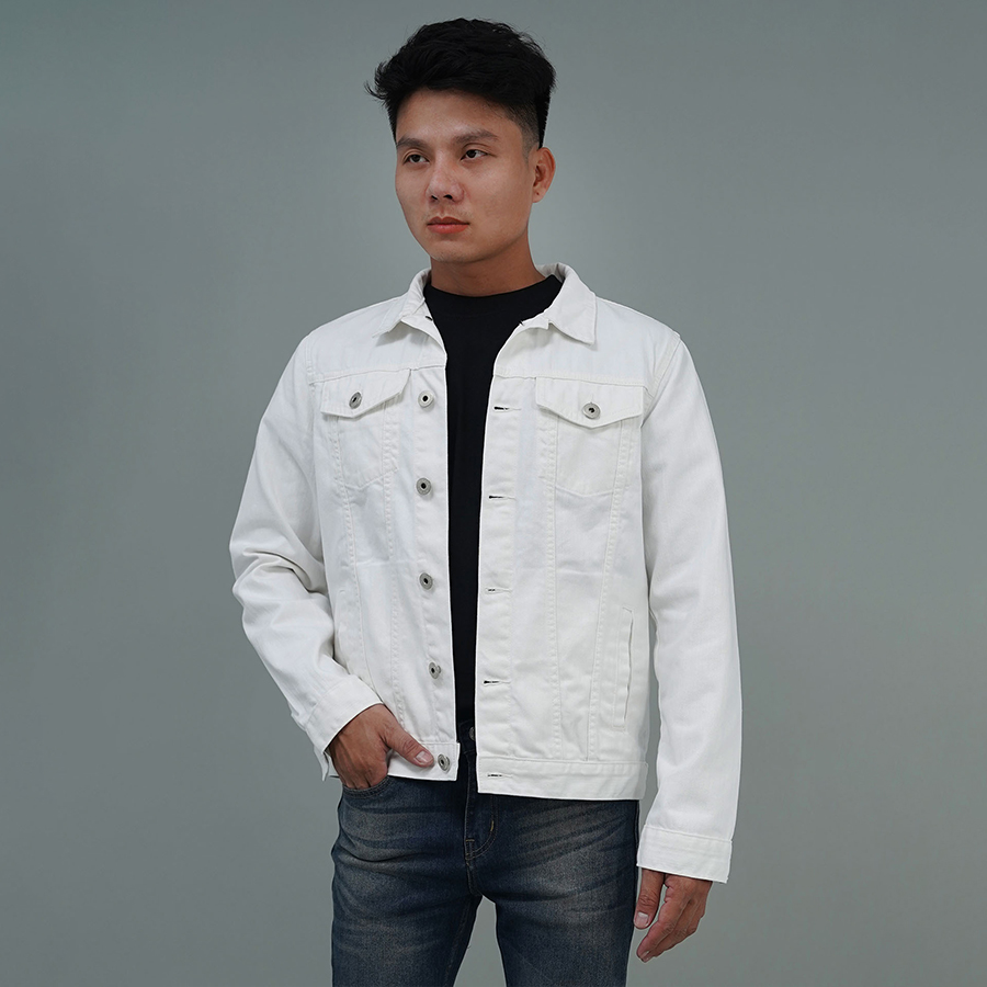Áo Khoác Jeans Cao Cấp HUNTER X-RAYS Form Slim Cotton Màu Trắng K12