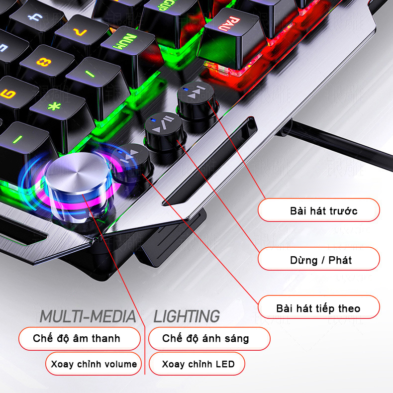 Bàn phím cơ gaming RGB SIDOTECH K100 Version 2 dòng bàn phím máy tính chơi game trục cơ học 104 phím có kê tay chống mỏi chế độ LED RGB cảm giác gõ phím thật tay tiếng gõ êm, không phải bàn phím giả cơ, nâng cấp núm xoay đa phương tiện - Hàng Chính Hãng