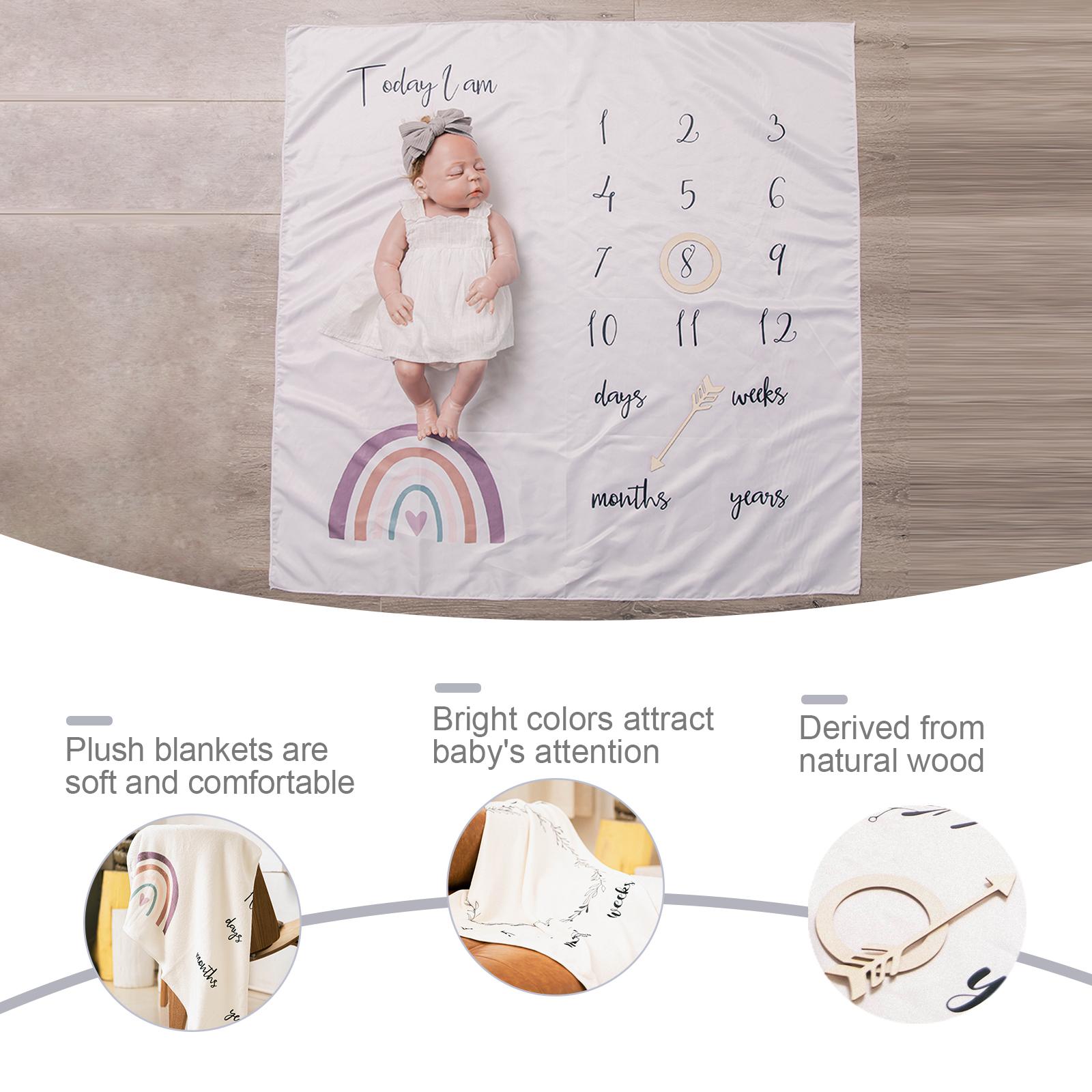 4 Cái/bộ Sơ Sinh Cột Mốc Dép Nỉ Chăn Cho Bé Hàng Tháng Ghi Tăng Trưởng Đạo Cụ Chụp Ảnh Sáng Tạo Nền Vải