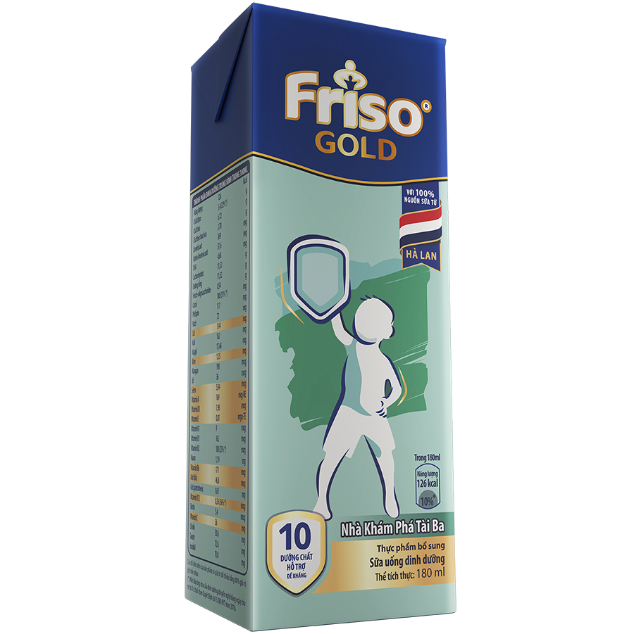 Lốc 4 Hộp Sữa Bột Pha Sẵn Friso Gold Vani (4 x 180ml)