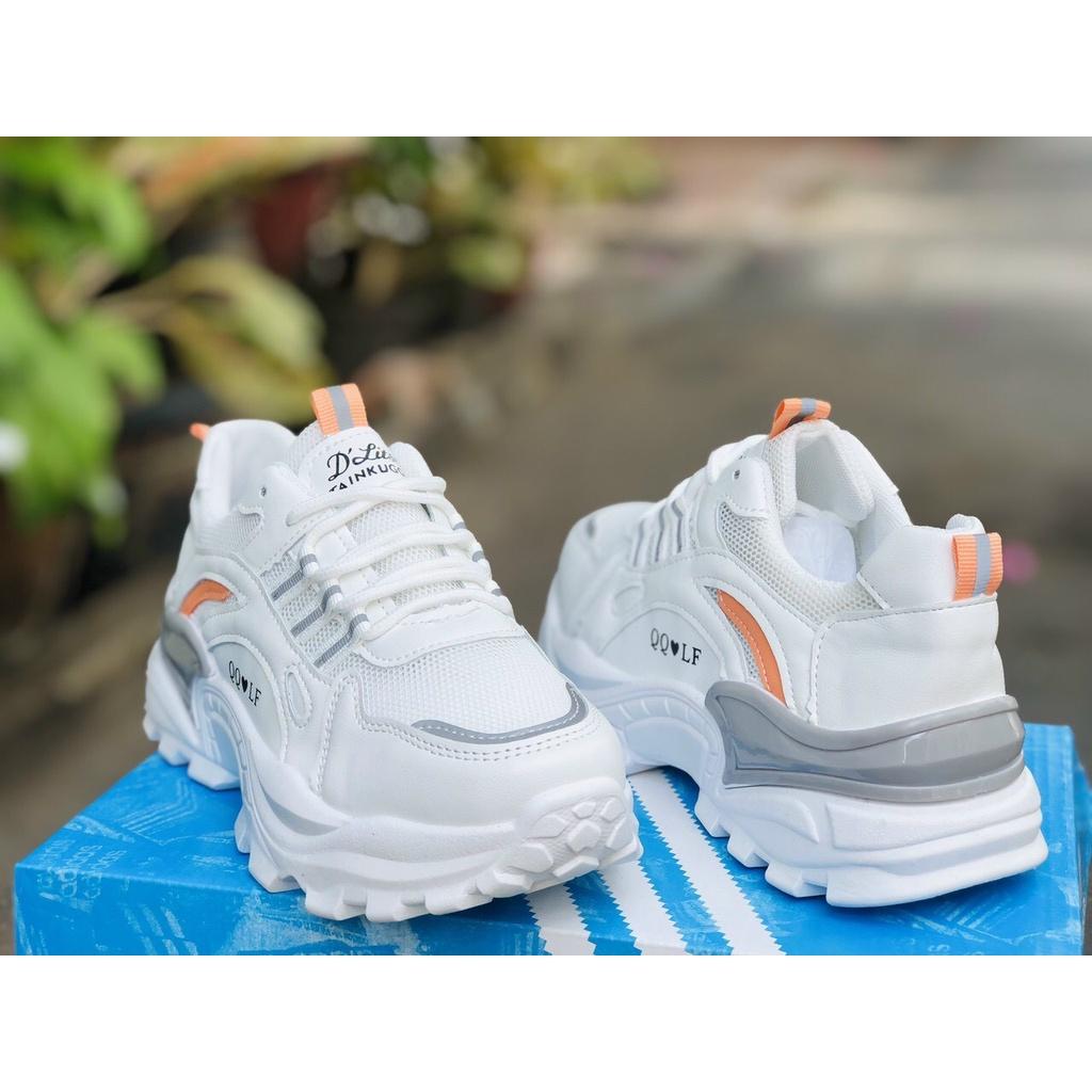 Giày sneaker nữ, giày thể thao QQLF viền phản quang đế tăng chiều cao size 35 đến 39