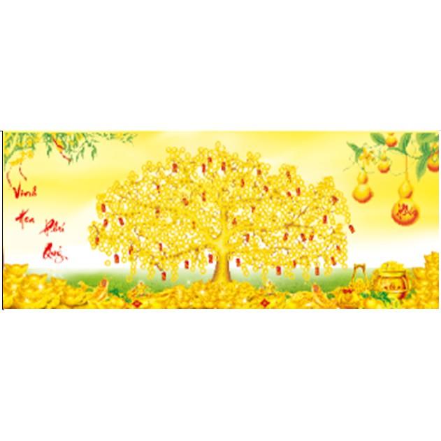 Tranh thêu chữ thập cây tài lộc vinh hoa phú quý -X8106