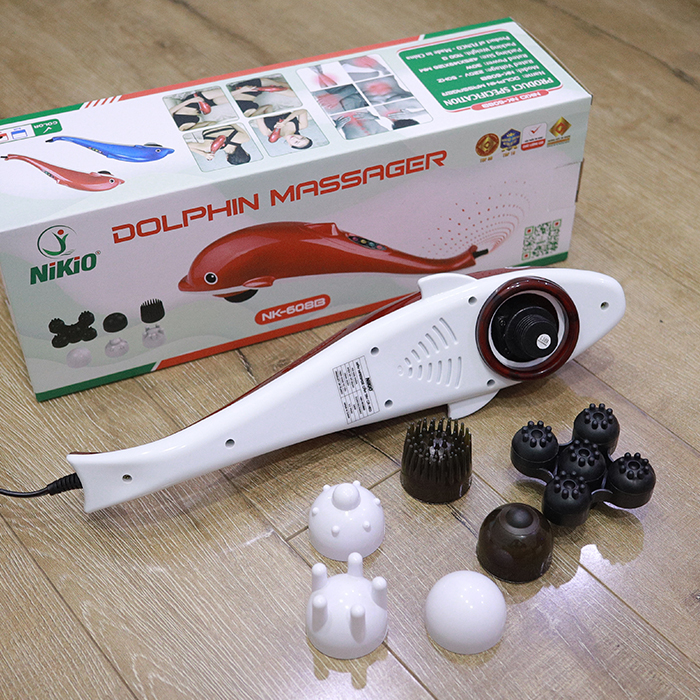Máy mát xa cầm tay cá heo Nikio NK-608B - Điện tử, 6 đầu massage