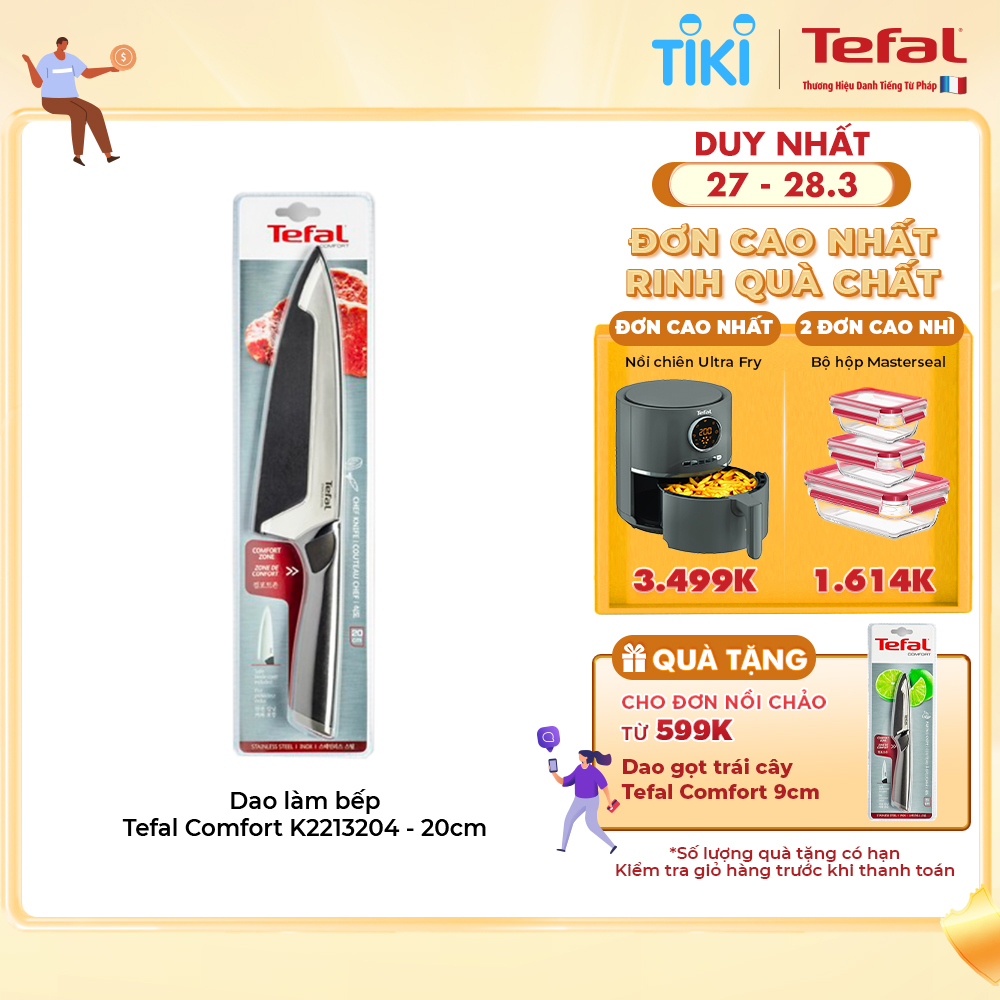 Dao làm bếp Tefal Comfort K2213204 20cm - Hàng chính hãng