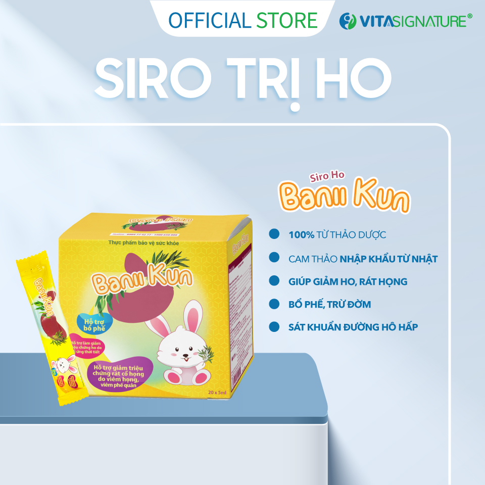 Siro ho Baniikun- Vita Signature- 100% thảo dược- hộp 20 gói- 20x5ml