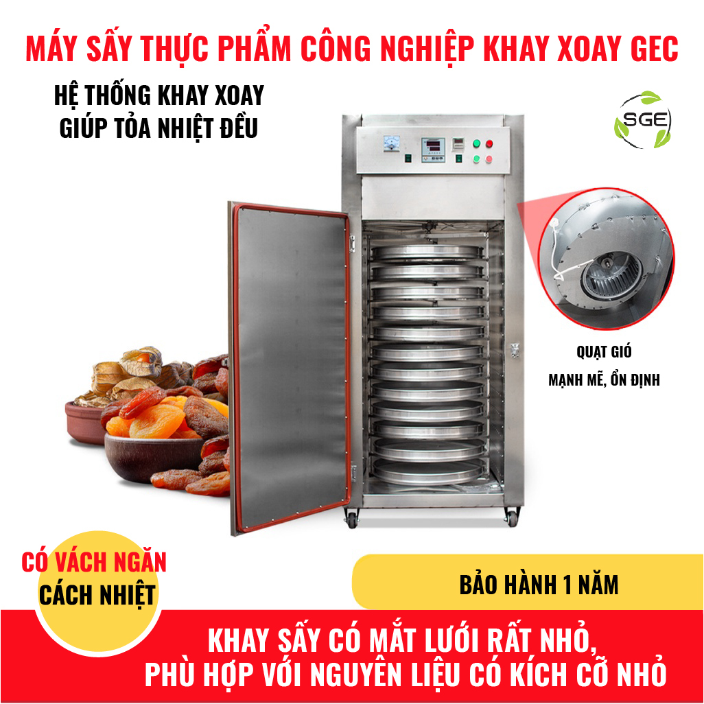 Máy Sấy Công Nghiệp Khay Xoay Tròn Loại 10 Khay Gec10. Hàng Chính Hãng Sge Thailand. Máy Dùng Sấy Thực Phẩm Số Lượng Lớn, Phù Hợp Hộ Kinh Doanh, Nhà Hàng, Sản Xuất Công Nghiệp