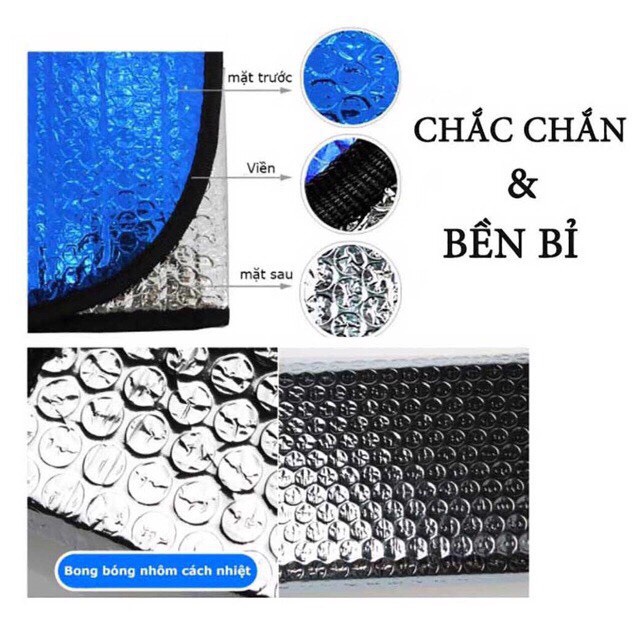 Tấm chắn nắng cánh cửa kính sườn Ô Tô, Tấm che nắng oto xốp Vuông 2 màu xanh- bạc dày dặn -Giá 1bộ