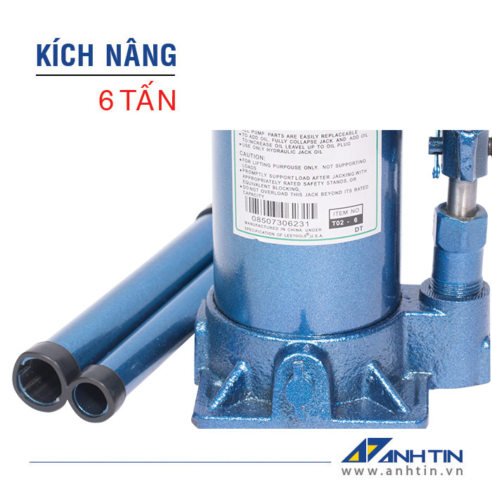 Con đội 6 tấn | Kích nâng xe ô tô xe tải | Kích thủy lực 6 tấn | Chiều cao nâng 125mm | Chiều cao ren 60mm