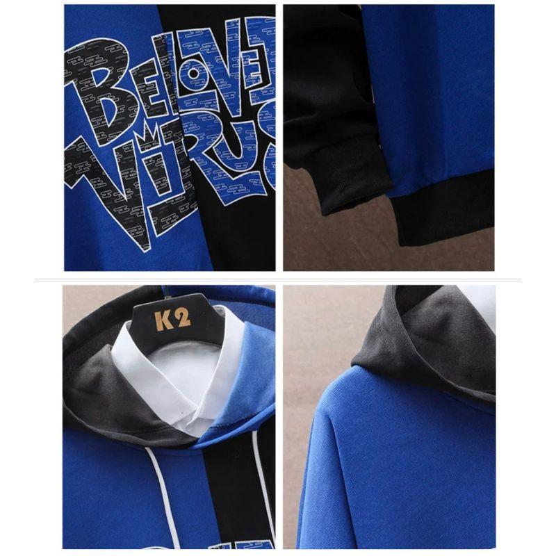 Set Bộ Nỉ Nam Áo Hoodies Phối Hai Màu Kết Hợp Quần Bo Gấu Họa Tiết Chữ Beloved Virus Thời Trang Zenkonu QA NAM 129V1