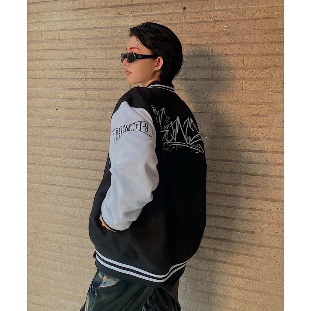 Áo Khoác Bomber Jackets in GONZ Kiểu Dáng Unisex Nam Nữ Form Rộng Ulzzang, Áo bomber jacket nam nữ vải gió dù form rộng chữ GONZ