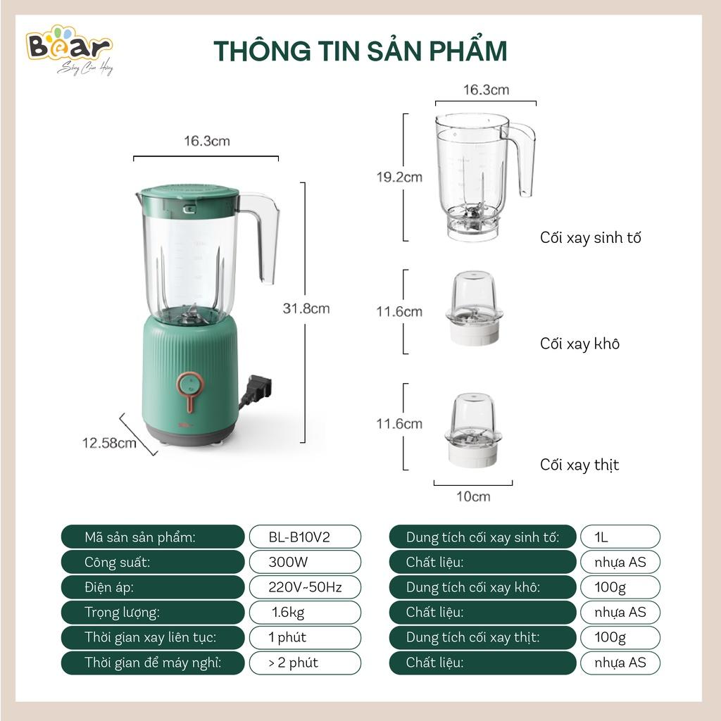 Máy Xay ăn Dặm Đa năng 3 Cối BEAR Xay Thịt, Xay Đồ Khô, Xay Đồ Ăn Dặm Công Suất Lớn BL-B10V2 - Hàng chính hãng Bảo hành 18 Tháng