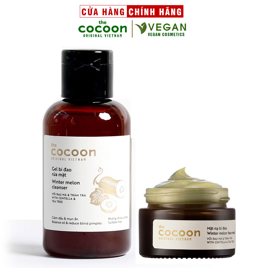 Combo Gel bí đao rửa mặt cocoon 140ml + Mặt nạ bí đao cocoon 30ml