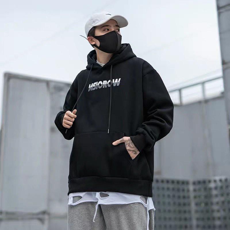 Áo mũ Hoodie Unisex MonsterX Msicrow form rộng 2 màu nỉ bông cặp đôi nam nữ Oversize Ulzzang thu đông