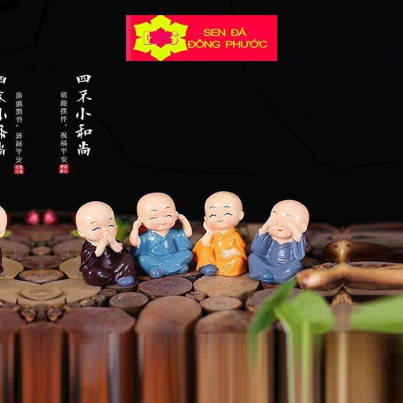 Bộ tựơng tứ không không nón- Tượng chú tiểu tứ không bằng nhựa - tượng phong thuỷ, tượng phật giáo - Sen đá đông phước
