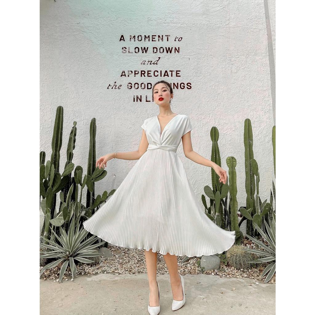 Kelly Dress | Đầm thiết kế xoắn ngực tùng xoè xếp ly Story.clothes thời trang nữ
