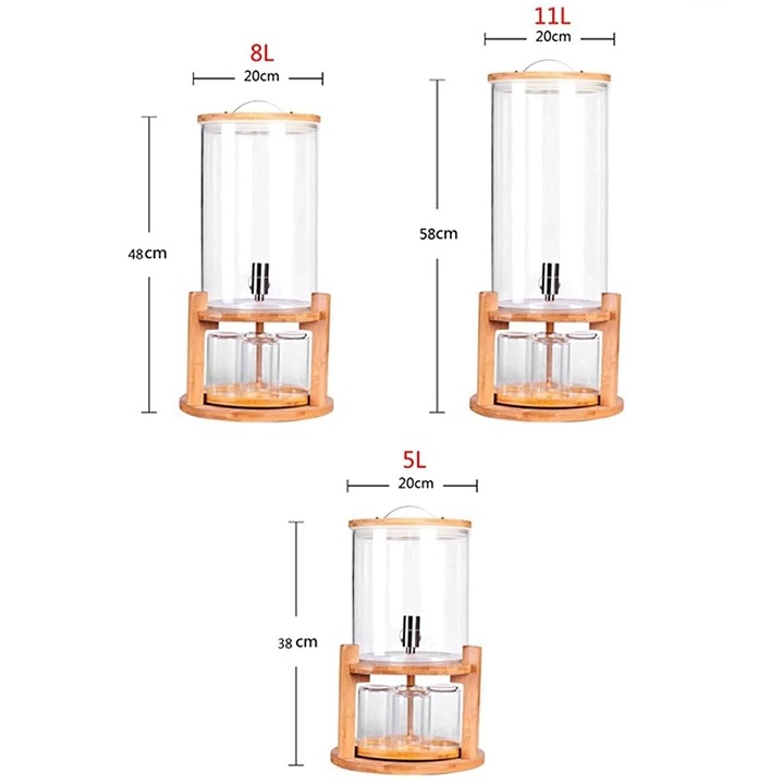 [Tặng Kèm 4 Cốc] Bình thủy tinh đựng  rượu , nước hoa quả chịu nhiệt 400 độ có vòi kèm kệ gỗ để được cốc sang trọng