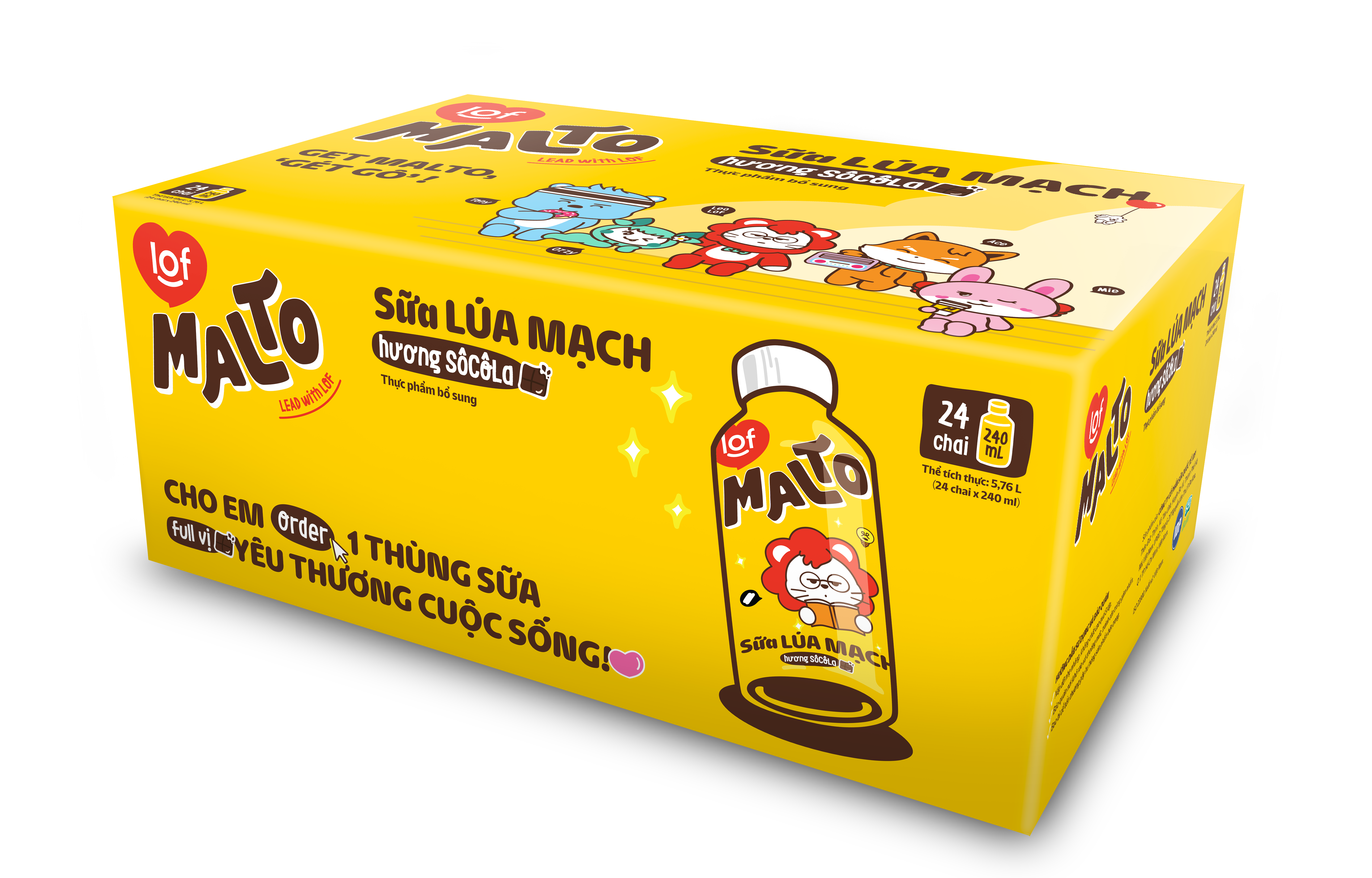 LOF MALTO_  Sữa Lúa Mạch Hương SôCôLa 24 Chai x 240ml