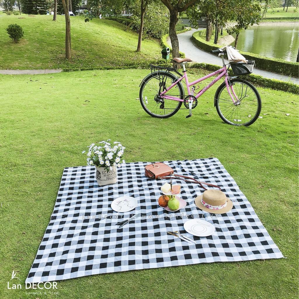 Thảm picnic gấp gọn, Thảm dã ngoại, Khăn tấm trải du lịch chụp ảnh picnic, trải bàn ăn kẻ caro, Thảm chụp ảnh