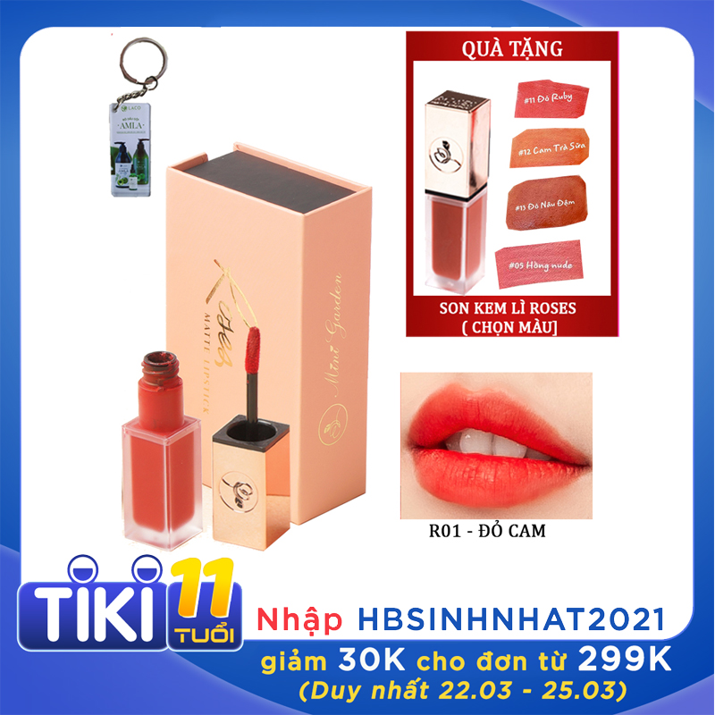 Son Kem Lì Roses Matte Lipstick MINIGARDEN TẶNG kèm 1 son roses chọn màu + móc khóa