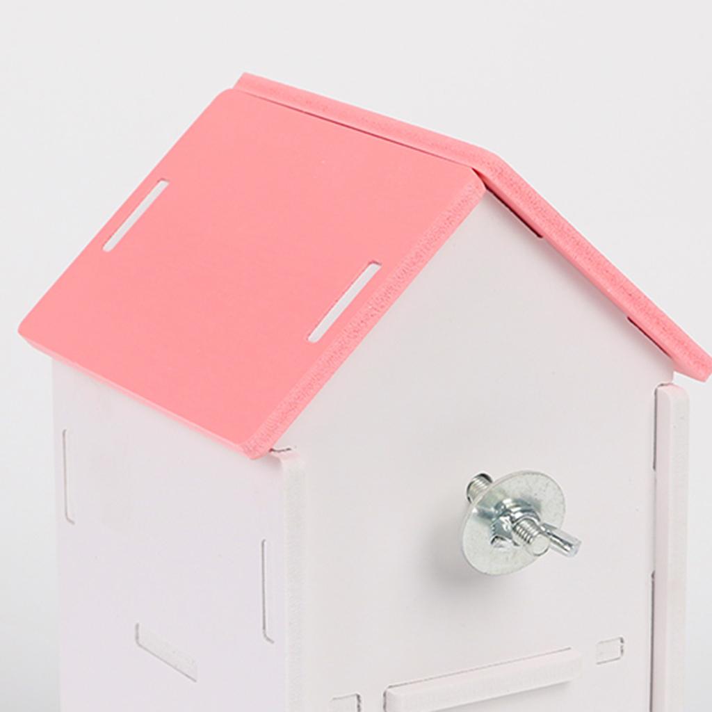 2x Pet Wood Breeding Nesting Bird Cage Box Nest House Hut for Parrot Birds Pink