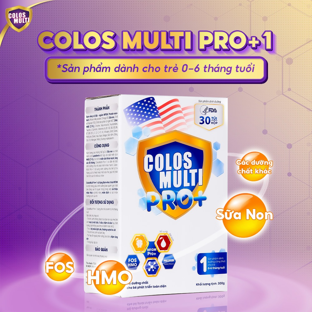 Sữa Bột Colosmulti Pro+ 1 300g/30túi tăng cường miễn dịch,phát triển thể chất & nhận thức