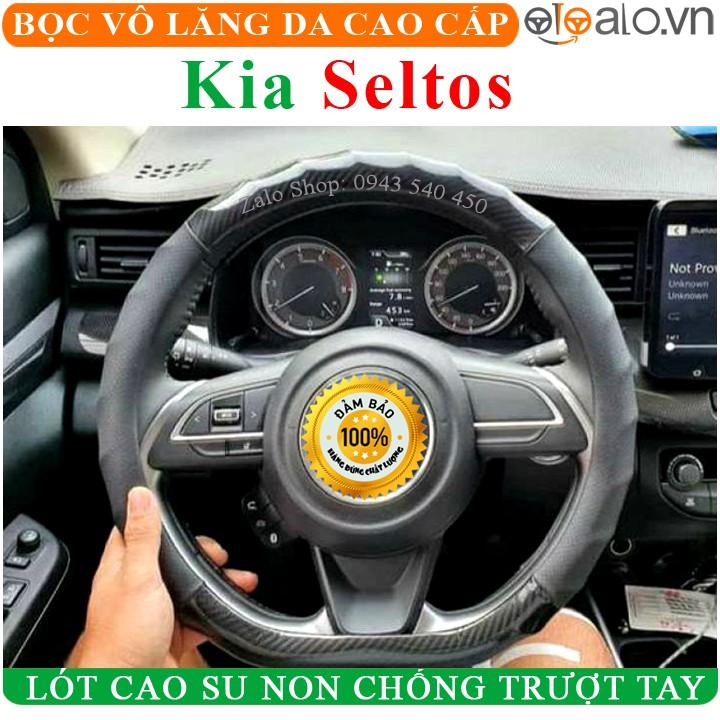 Bọc Vô Lăng Da Xe Kia Seltos Lót Cao Su Non Cao Cấp Chống Trượt Tay