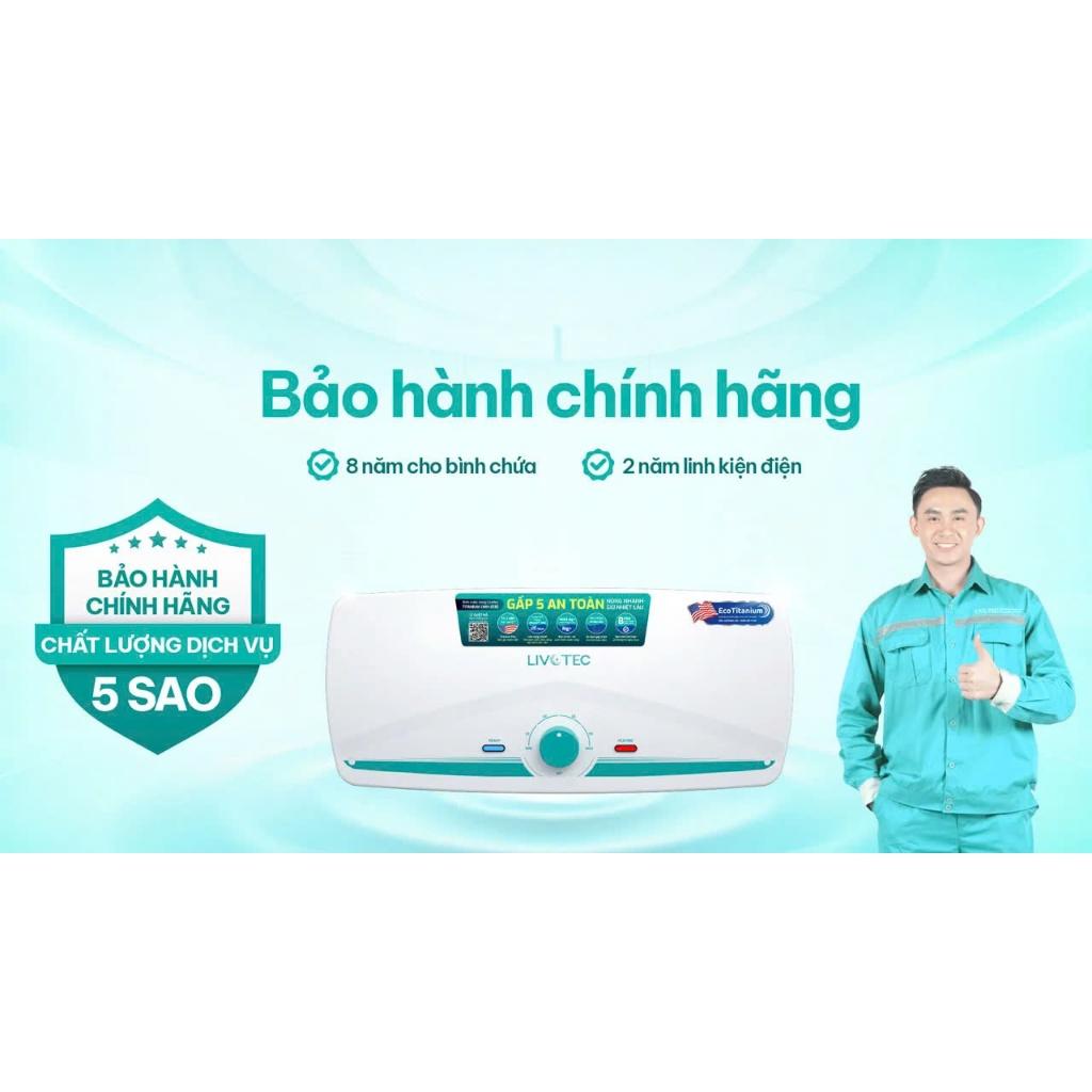 Bình nước nóng 30L Livotec LWH-ID30 5 cấp an toàn - Miễn phí vận chuyển toàn quốc - Bảo hành 24 tháng - Hàng Chính Hãng