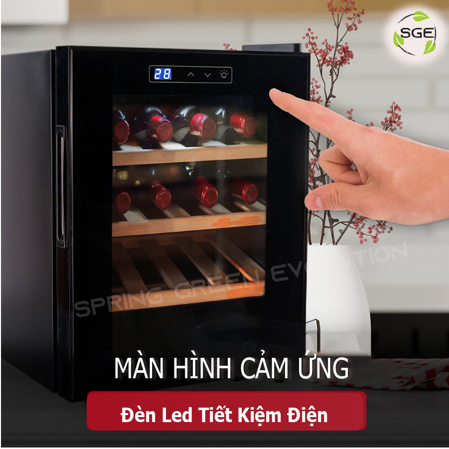 Tủ Rượu Gia Đình, Tủ Mát Tủ Uớp, Bảo Quản Rượu Vang WCE12( Tủ Đựng Rượu Vang 12 Chai). Hàng Chính Hãng SGE Thái Lan