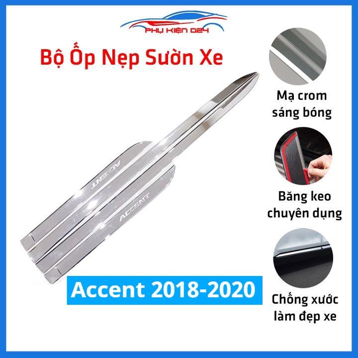 Bộ ốp nẹp sườn Accent 2018-2019-2020 mạ crom bản to trang trí làm đẹp xe