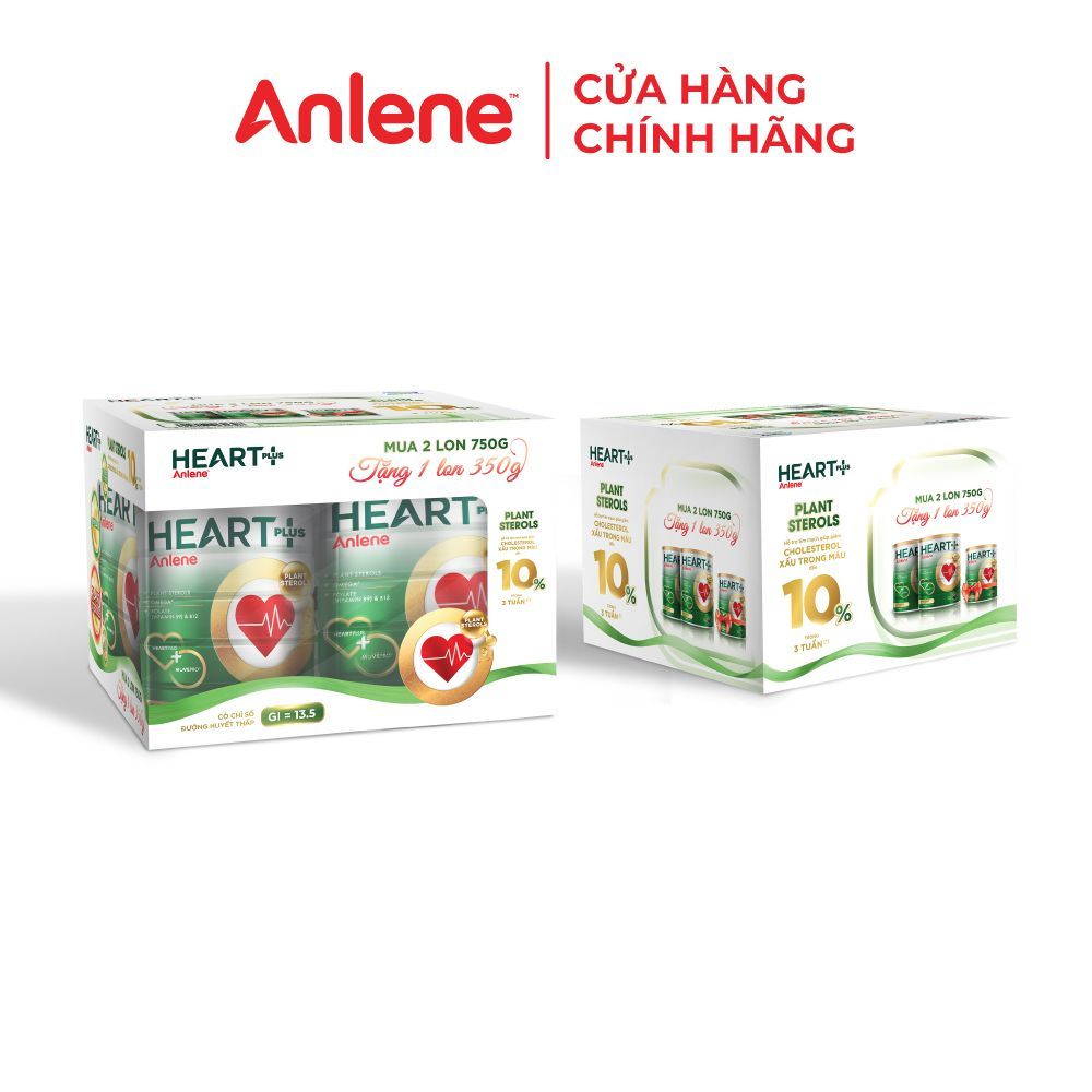 [Tặng 1 lon Anlene Heart plus 350g] Combo 2 Sữa bột Anlene Heart plus với dưỡng chất chăm sóc sức khỏe tim mạch