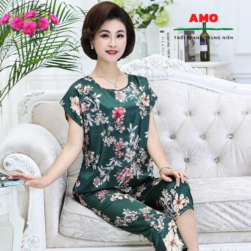 Bộ đồ trung niên tay ngắn mùa hè lụa cực mát