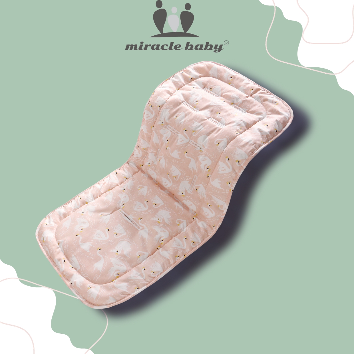 Tấm lót xe đẩy Miraclebaby cho bé cotton mềm mại, thoáng khí, phong cách dễ thương