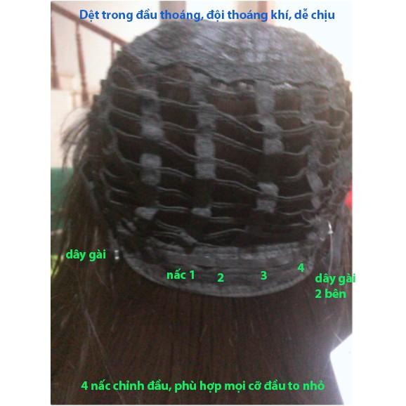 Bộ tóc giả cả đầu dài xoăn trung niên M6