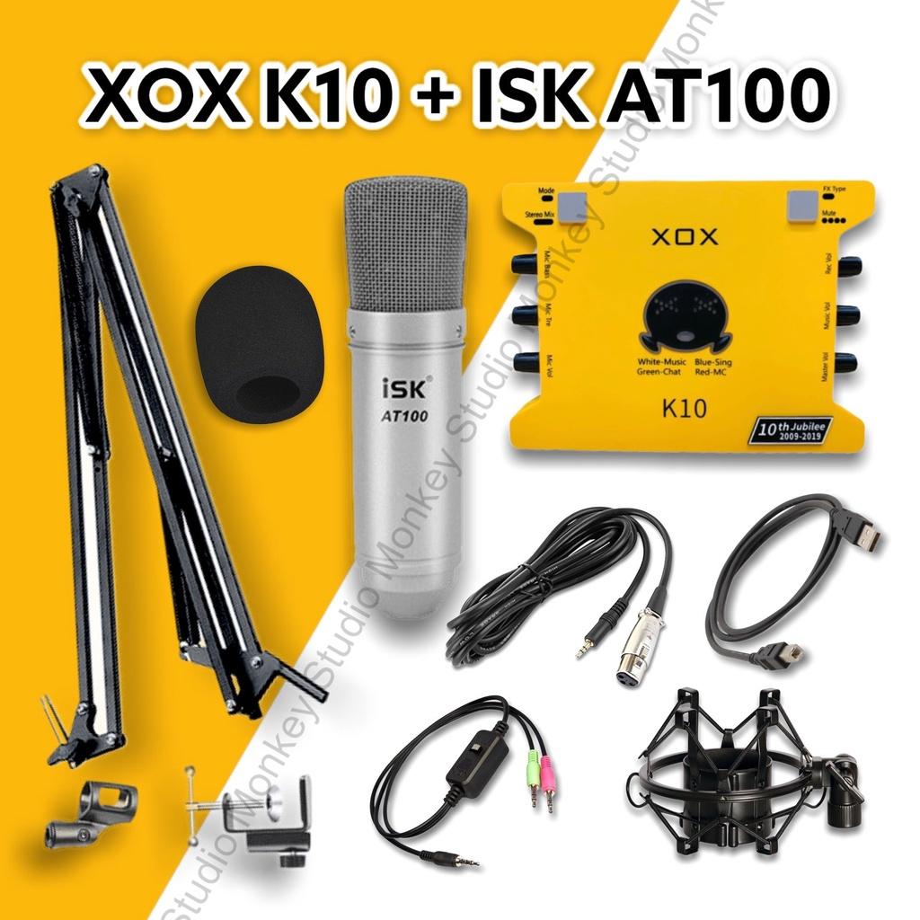 Bộ Mic Hát Livestream Soundcard XOX K10 2020 &amp; Mic ISK AT100 Chất Lượng Cao, Âm Thanh Cực Kỳ Sống Động - Hàng Chính Hãng