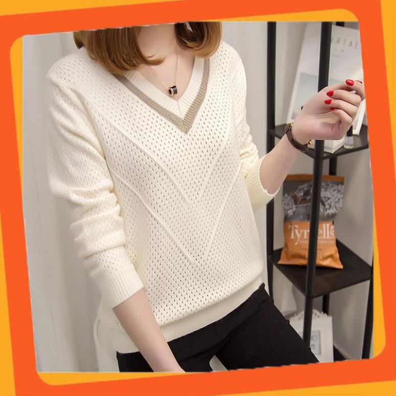 Áo len nữ đẹp cổ V cách điệu