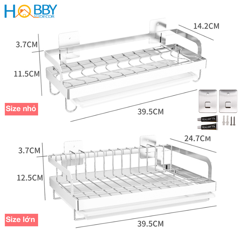 Kệ để chén đĩa đa năng dán tường inox 304 Hobby home decor KCD