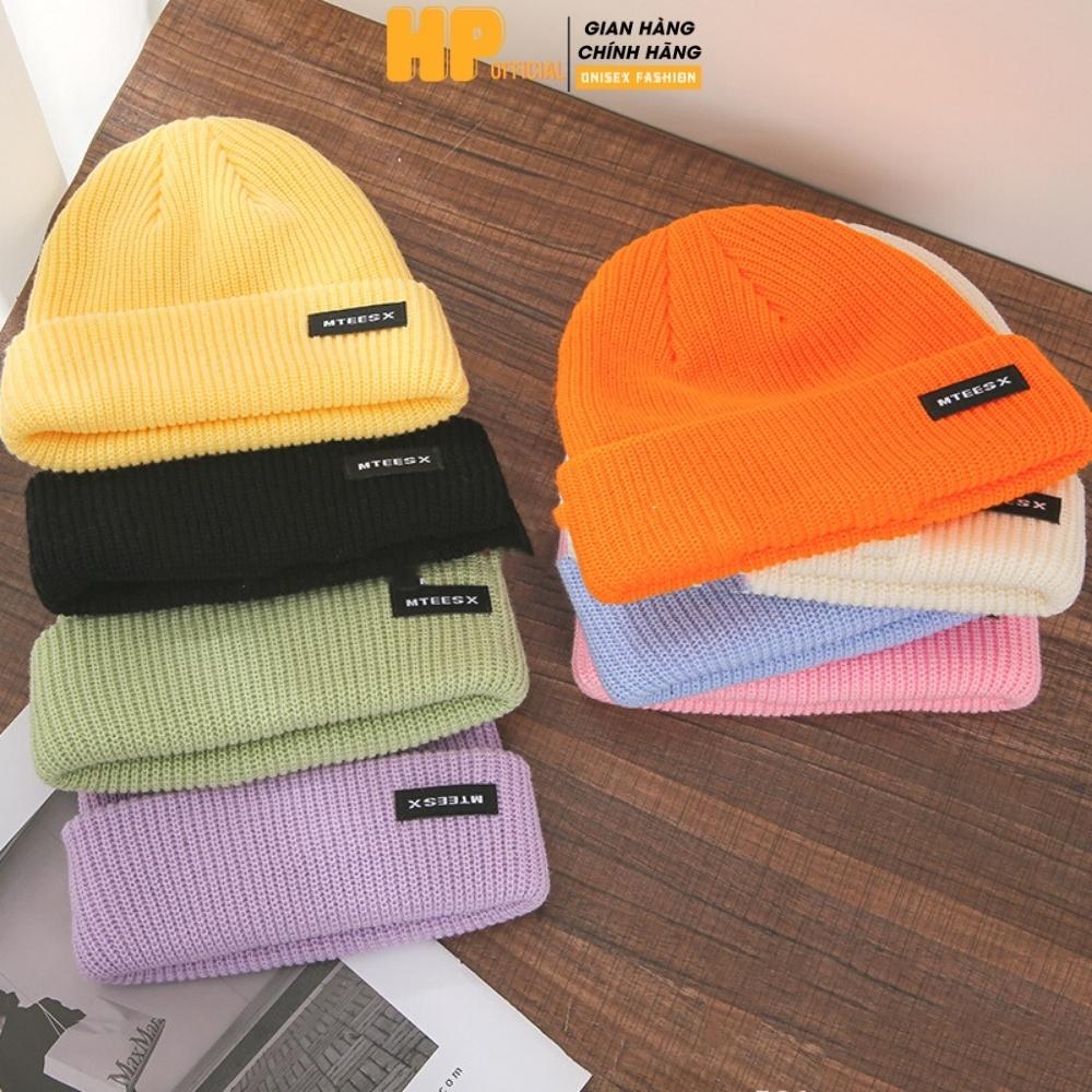 Mũ len dệt kim beanie Thêu MTEESX Hàn Quốc thời trang unisex thu đông giữ ấm cho nam nữ