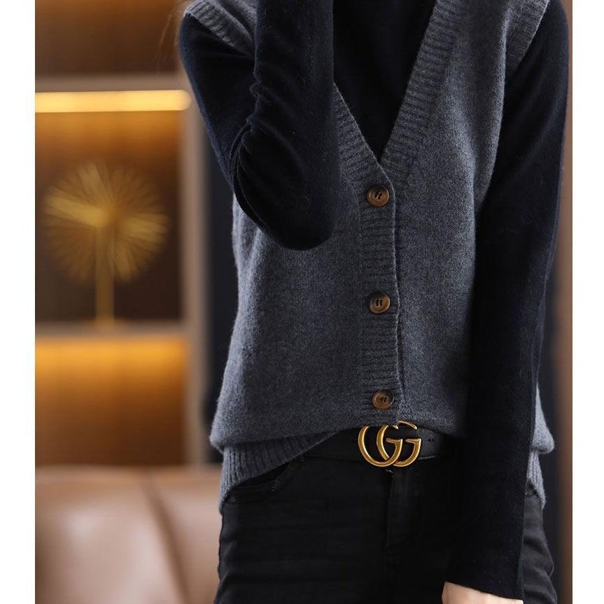 Áo len gile nữ len dệt kim Quảng Châu mềm mịn co giãn mặc mùa thu đông mã VAA0465 - M02 Xám đậm