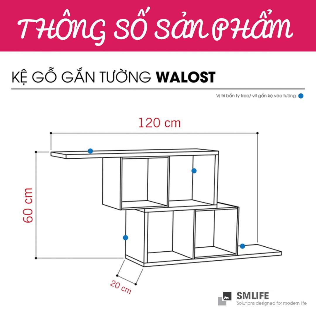 Kệ trang trí gỗ kiểu dáng nhỏ gọn SMLIFE Walost