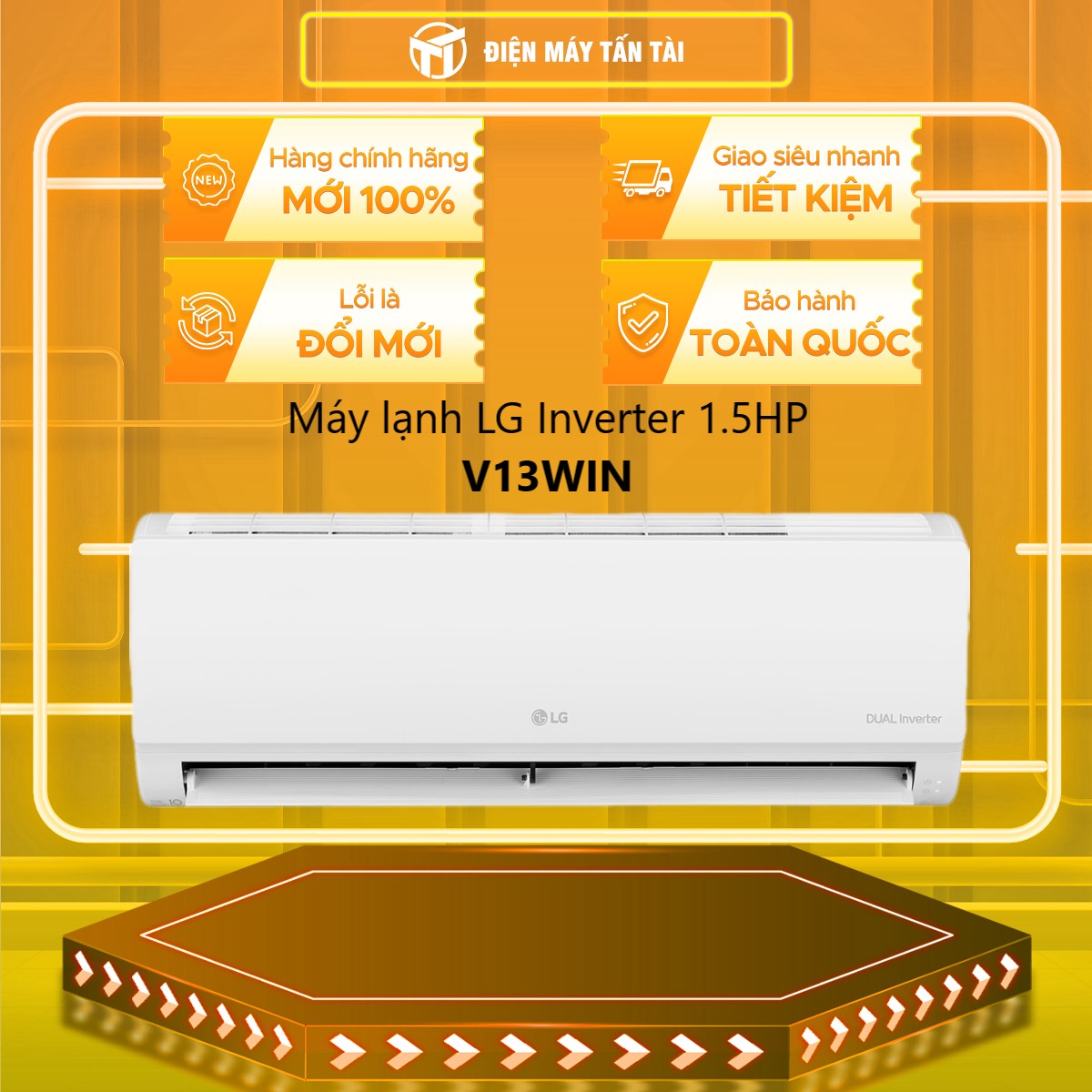 Máy lạnh LG Inverter 1.5 HP V13WIN1 - Hàng chính hãng Điều khiển bằng điện thoại, có wifi -công nghệ Gold-Fin chống ăn mòn  Chế độ ngủ đêm tránh buốt  Tự khởi động lại khi có điện  Chức năng tự làm sạch